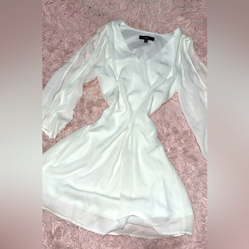 Silky Off white Dress, Cuts in the sleeves.